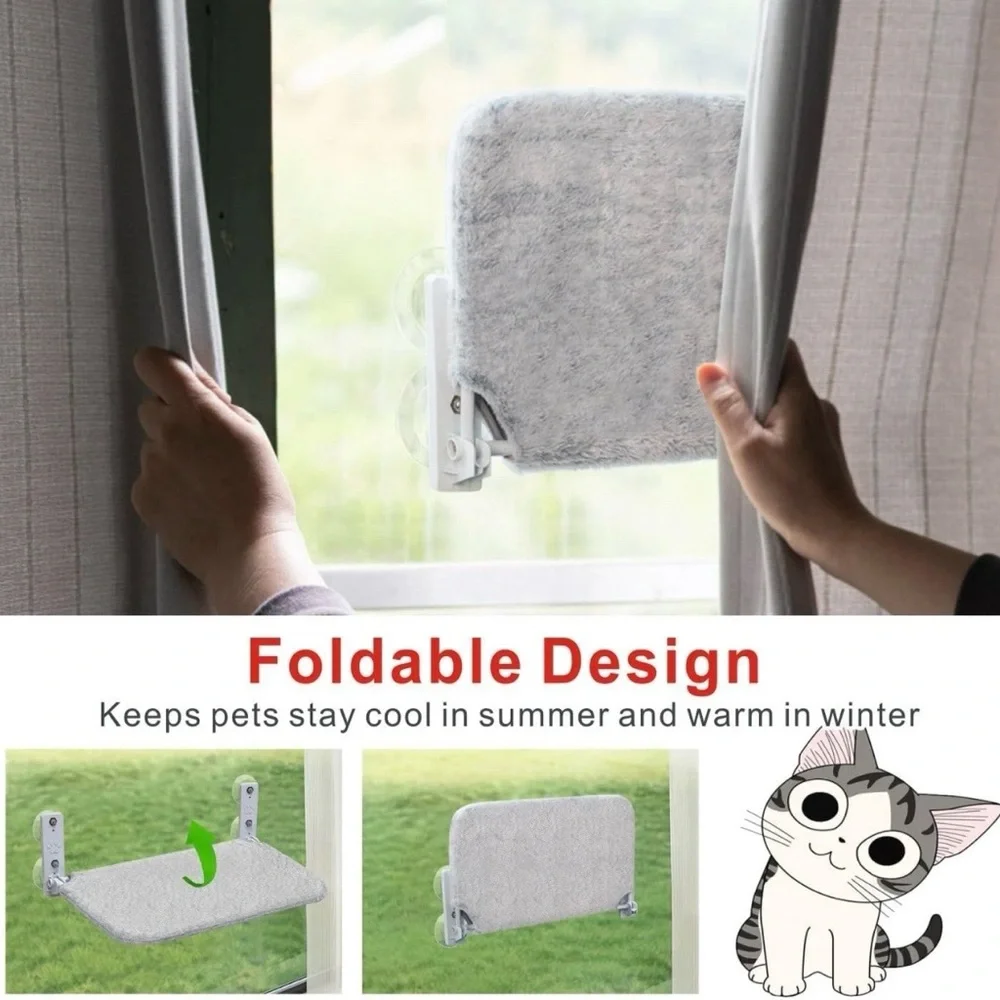 Idepet 2 PACK Cat Window Perches Metal Foldable Multi Cats Hammocks Beds w/toys
